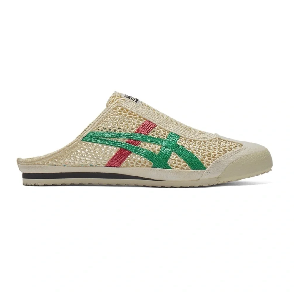 New Onitsuka Tiger Mexico 66 Sabot Slip On Mesh Shoes Cream Green Red Womens 7